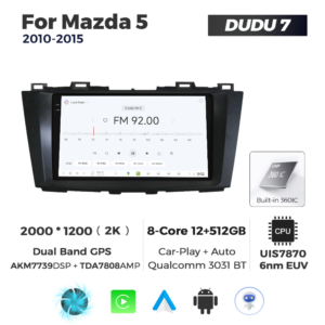 Navigatie Dedicata Mazda 5 2010-2015 DUDU7 9" 12GB RAM, 512GB ROM, Octacore, Ecran 2K, CarPlay&AndroidAuto, Android - imagine 3