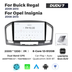 Navigatie Dedicata Opel Insignia 2008-2013 DUDU7 9" 12GB RAM, 512GB ROM, Octacore, Ecran 2K, CarPlay&AndroidAuto, Android - imagine 3