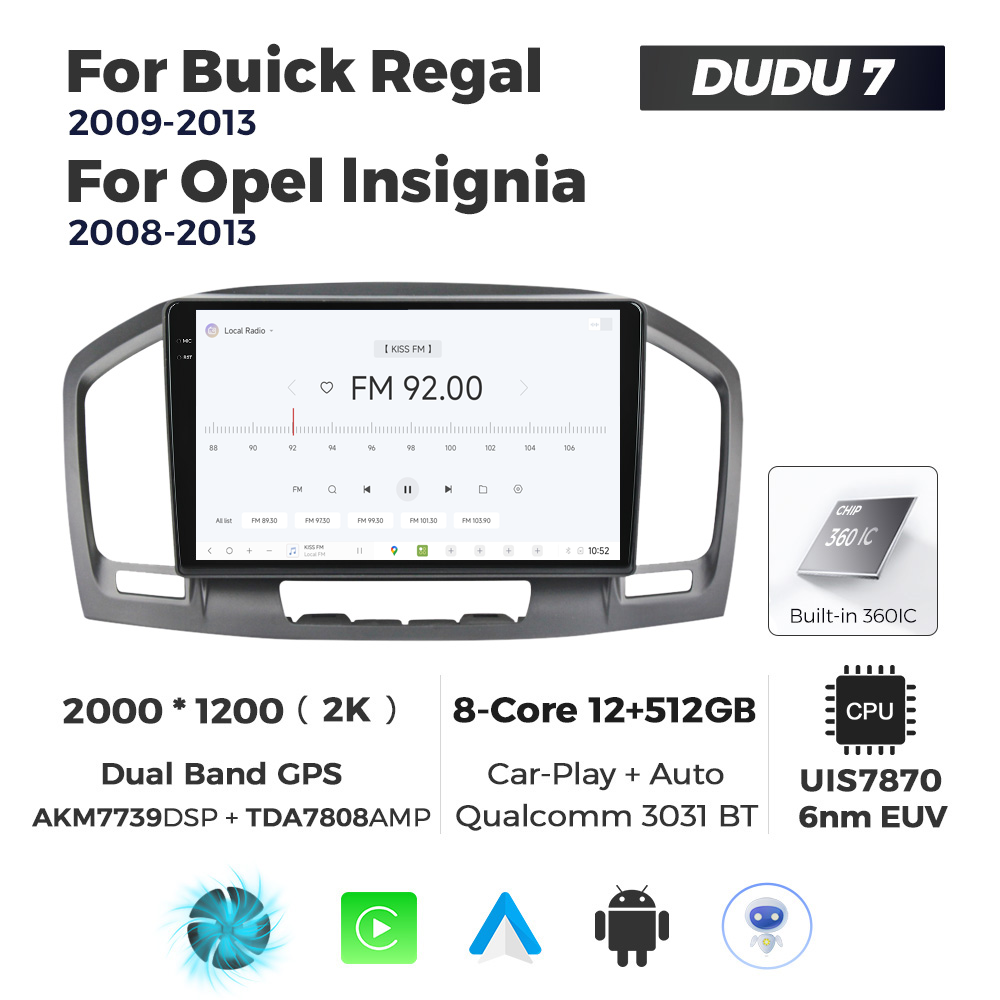 Navigatie Dedicata Opel Insignia 2008-2013 DUDU7 9" 12GB RAM, 512GB ROM, Octacore, Ecran 2K, CarPlay&AndroidAuto, Android - imagine 3