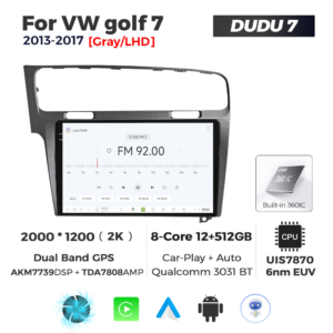Navigatie Dedicata Volkswagen Golf 7 Gri 2013-2017 DUDU7 9" 12GB RAM, 512GB ROM, Octacore, Ecran 2K, CarPlay&AndroidAuto, Android - imagine 3