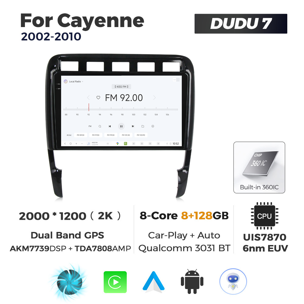 Navigatie Dedicata Porsche Cayenne 2002-2010 DUDU7 9" 8GB RAM, 128GB ROM, Octacore, Ecran 2K, CarPlay&AndroidAuto, Android - imagine 3