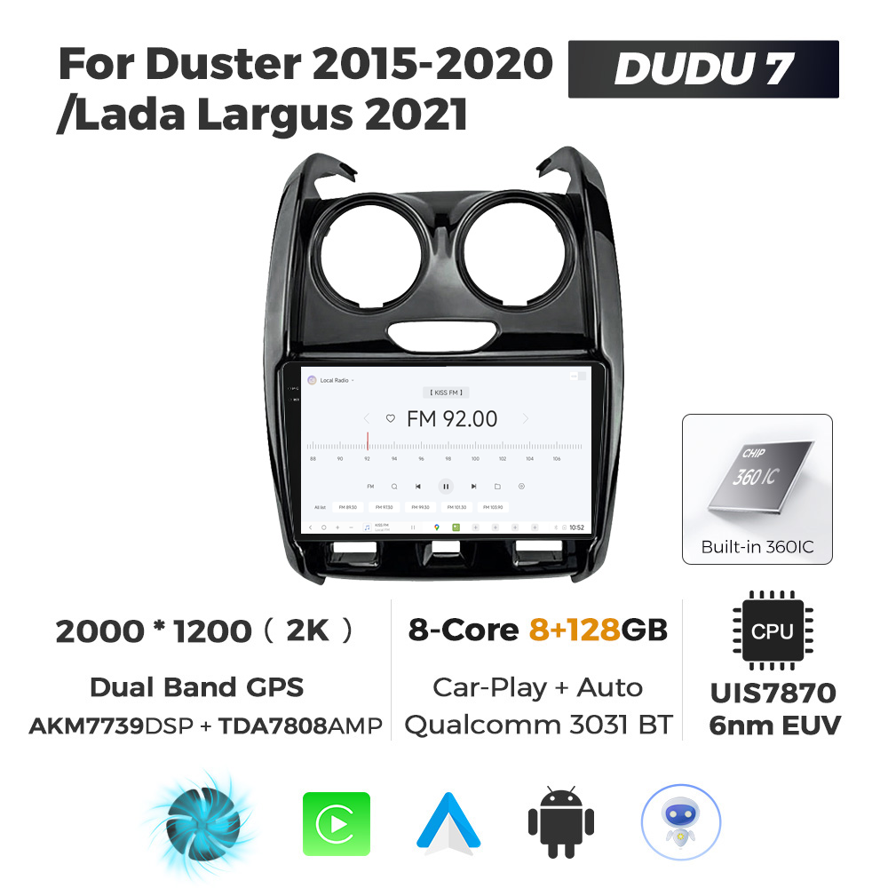 Navigatie Dedicata Renault Duster 2015-2020 DUDU7 9" 8GB RAM, 128GB ROM, Octacore, Ecran 2K, CarPlay&AndroidAuto, Android - imagine 3
