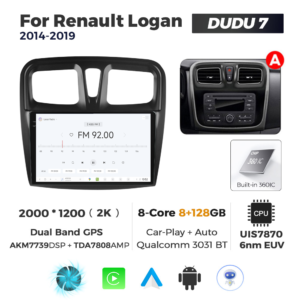 Navigatie Dedicata Renault Logan 2014-2019 Fante Patrate DUDU7 9" 8GB RAM, 128GB ROM, Octacore, Ecran 2K, CarPlay&AndroidAuto, Android - imagine 3