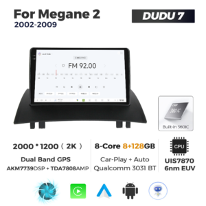 Navigatie Dedicata Renault Megan 2 2002-2009 DUDU7 9" 8GB RAM, 128GB ROM, Octacore, Ecran 2K, CarPlay&AndroidAuto, Android - imagine 3