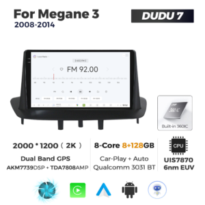 Navigatie Dedicata Renault Megan 3 2008-2014 DUDU7 9" 8GB RAM, 128GB ROM, Octacore, Ecran 2K, CarPlay&AndroidAuto, Android - imagine 3