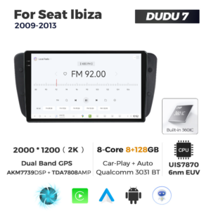 Navigatie Dedicata Seat Ibiza 2009-2013 DUDU7 9" 8GB RAM, 128GB ROM, Octacore, Ecran 2K, CarPlay&AndroidAuto, Android - imagine 3