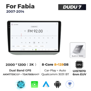 Navigatie Dedicata Skoda Fabia 2007-2014 DUDU7 9" 8GB RAM, 128GB ROM, Octacore, Ecran 2K, CarPlay&AndroidAuto, Android - imagine 3