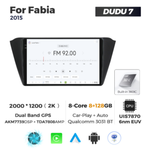 Navigatie Dedicata Skoda Fabia 2015 DUDU7 9" 8GB RAM, 128GB ROM, Octacore, Ecran 2K, CarPlay&AndroidAuto, Android - imagine 3