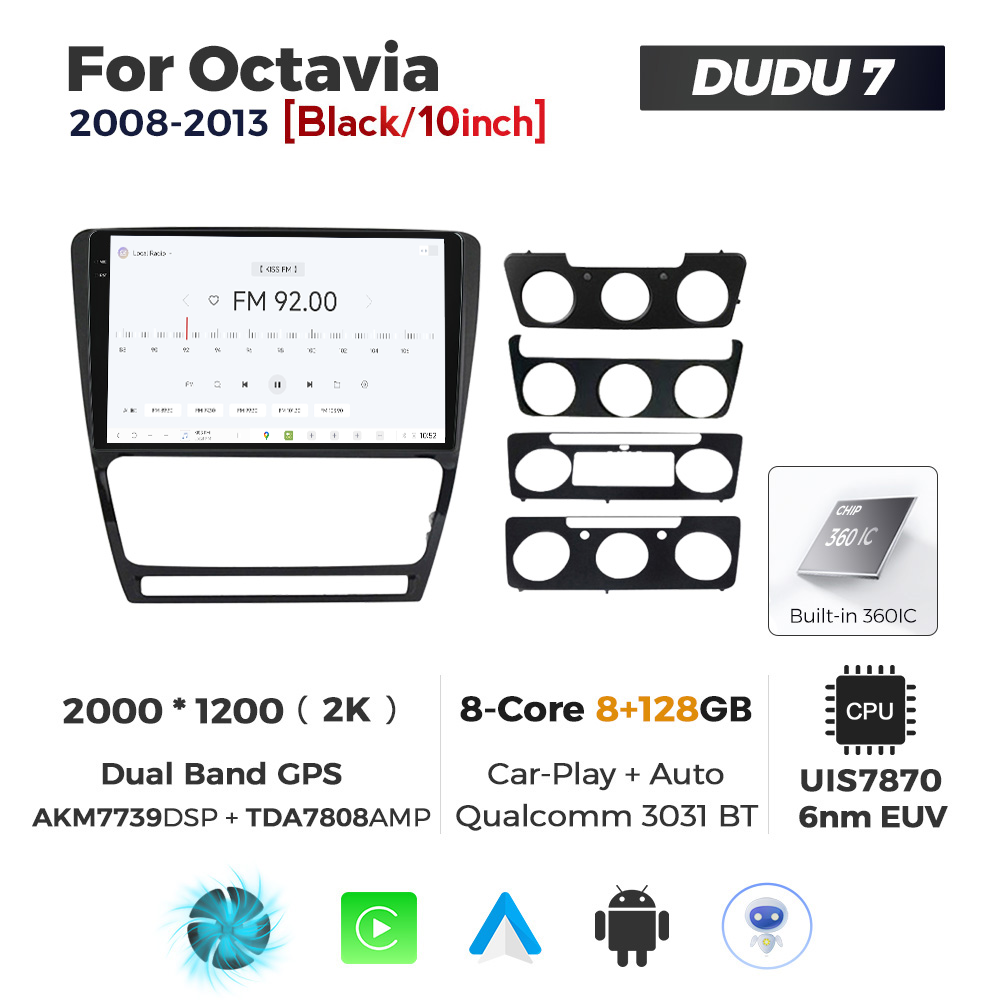 Navigatie Dedicata Skoda Octavia 2004-2013 Negru DUDU7 9" 8GB RAM, 128GB ROM, Octacore, Ecran 2K, CarPlay&AndroidAuto, Android - imagine 3