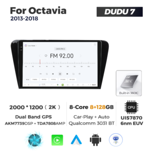 Navigatie Dedicata Skoda Octavia 2013-2018 DUDU7 9" 8GB RAM, 128GB ROM, Octacore, Ecran 2K, CarPlay&AndroidAuto, Android - imagine 3