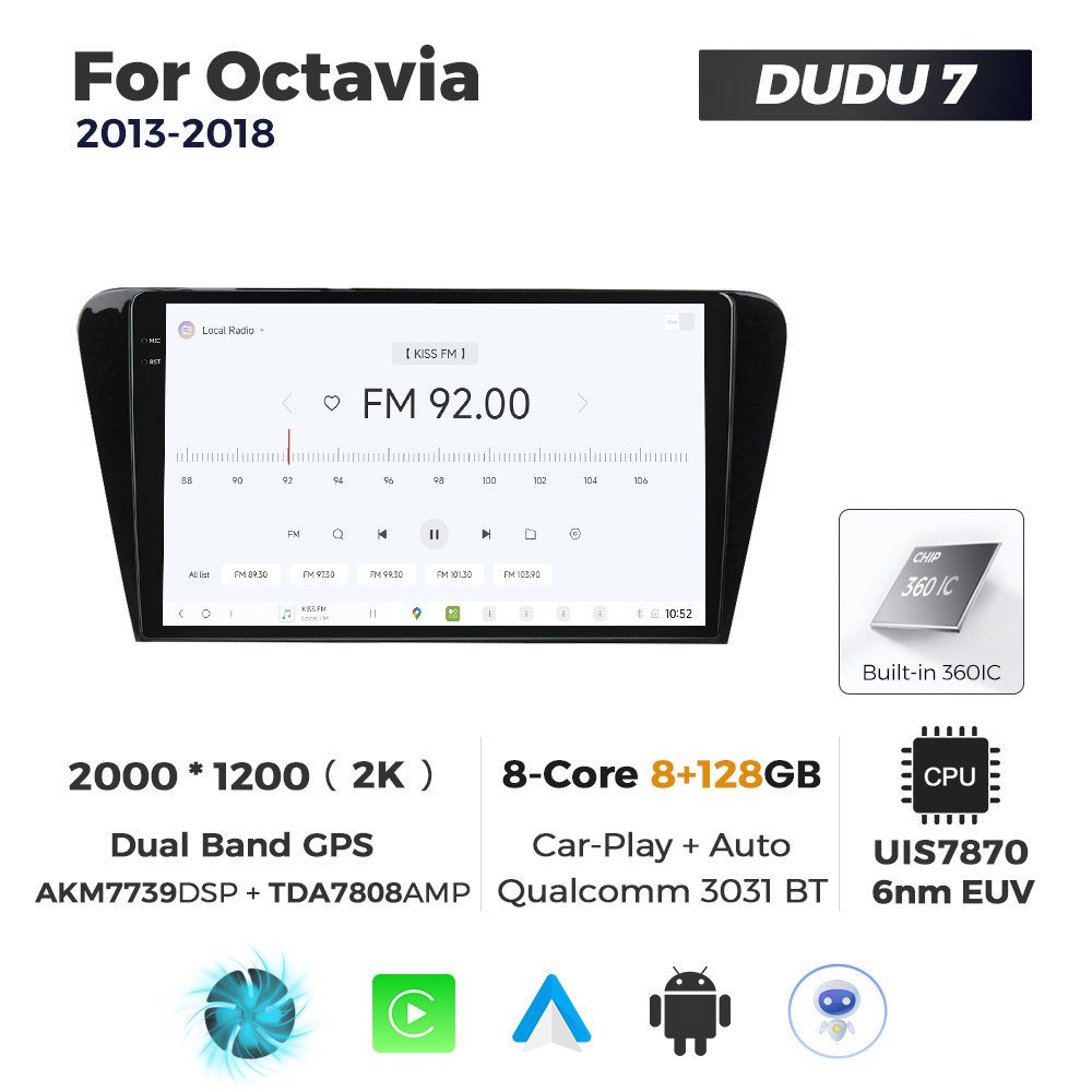 Navigatie Dedicata Skoda Octavia 2013-2018 DUDU7 9" 8GB RAM, 128GB ROM, Octacore, Ecran 2K, CarPlay&AndroidAuto, Android - imagine 3