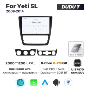 Navigatie Dedicata Skoda Yeti 5L 2009-2014 DUDU7 9" 8GB RAM, 128GB ROM, Octacore, Ecran 2K, CarPlay&AndroidAuto, Android - imagine 3