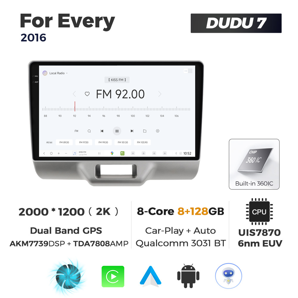 Navigatie Dedicata Suzuki Every 2016 DUDU7 9" 8GB RAM, 128GB ROM, Octacore, Ecran 2K, CarPlay&AndroidAuto, Android - imagine 3
