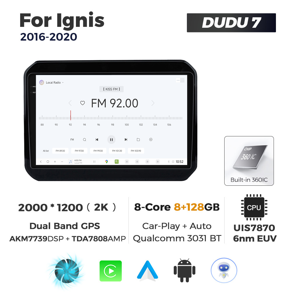Navigatie Dedicata Suzuki Ignis 2016-2020 DUDU7 9" 8GB RAM, 128GB ROM, Octacore, Ecran 2K, CarPlay&AndroidAuto, Android - imagine 3