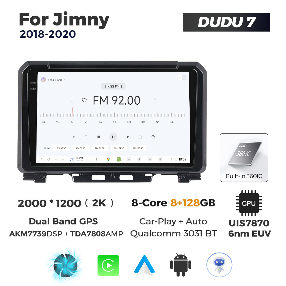 Navigatie Dedicata Suzuki Jimny 2018-2020 DUDU7 9" 8GB RAM, 128GB ROM, Octacore, Ecran 2K, CarPlay&AndroidAuto, Android - imagine 3