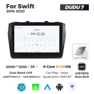 Navigatie Dedicata Suzuki Swift 2016-2020 DUDU7 9" 8GB RAM, 128GB ROM, Octacore, Ecran 2K, CarPlay&AndroidAuto, Android - imagine 3
