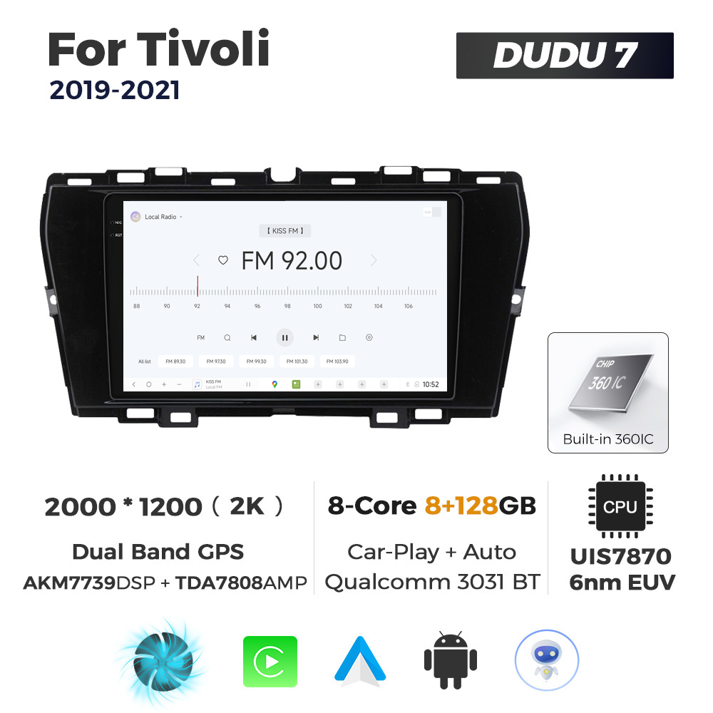 Navigatie Dedicata SsangYong Tivoli 2019-2021 DUDU7 9" 8GB RAM, 128GB ROM, Octacore, Ecran 2K, CarPlay&AndroidAuto, Android - imagine 3