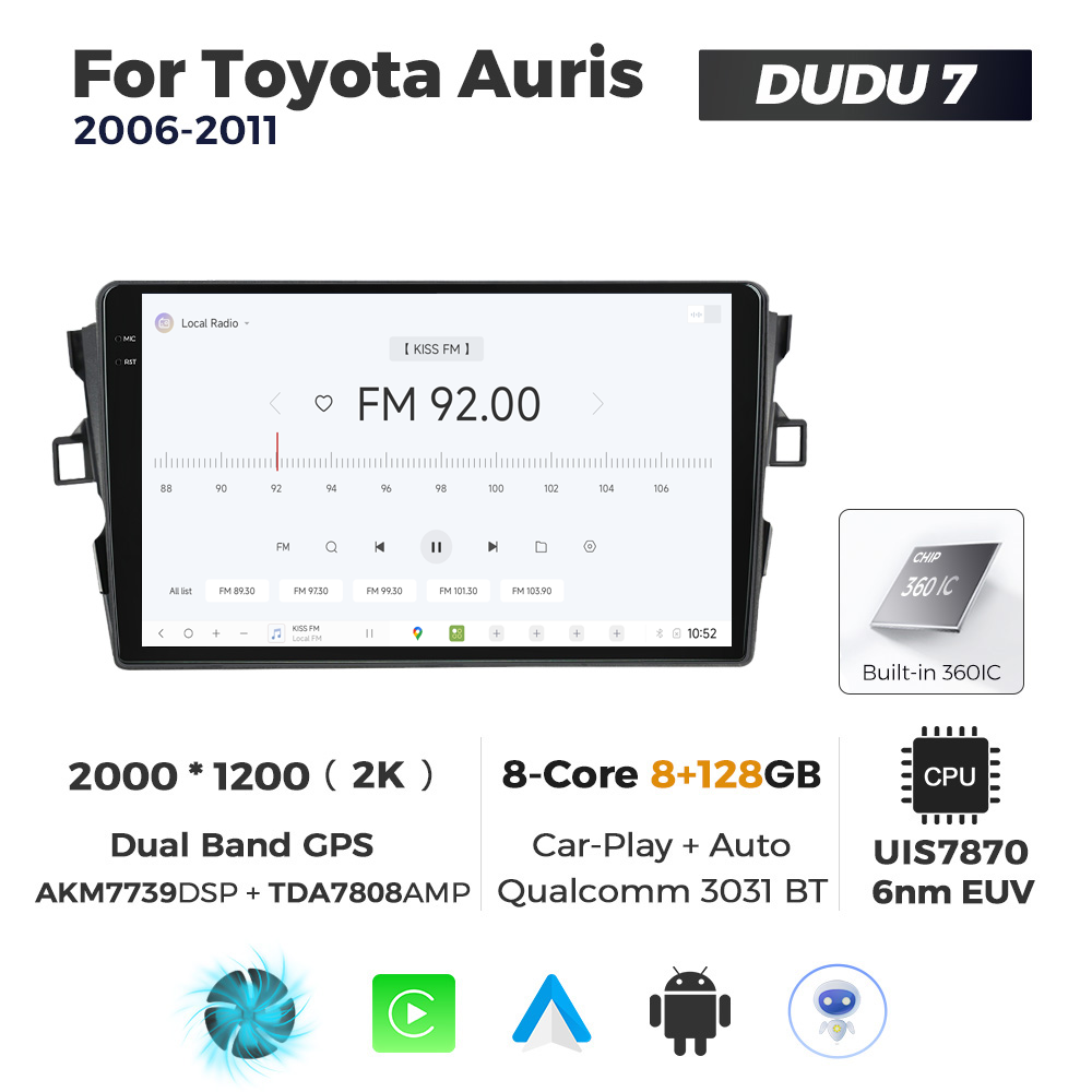Navigatie Dedicata Toyota Auris 2006-2011 DUDU7 9" 8GB RAM, 128GB ROM, Octacore, Ecran 2K, CarPlay&AndroidAuto, Android - imagine 3