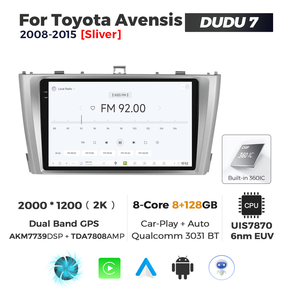 Navigatie Dedicata Toyota Avensis 2008-2015 DUDU7 9" 8GB RAM, 128GB ROM, Octacore, Ecran 2K, CarPlay&AndroidAuto, Android - imagine 3