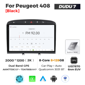 Navigatie Dedicata Peugeot 408 2001-2008 DUDU7 9" 8GB RAM, 128GB ROM, Octacore, Ecran 2K, CarPlay&AndroidAuto, Android - imagine 3
