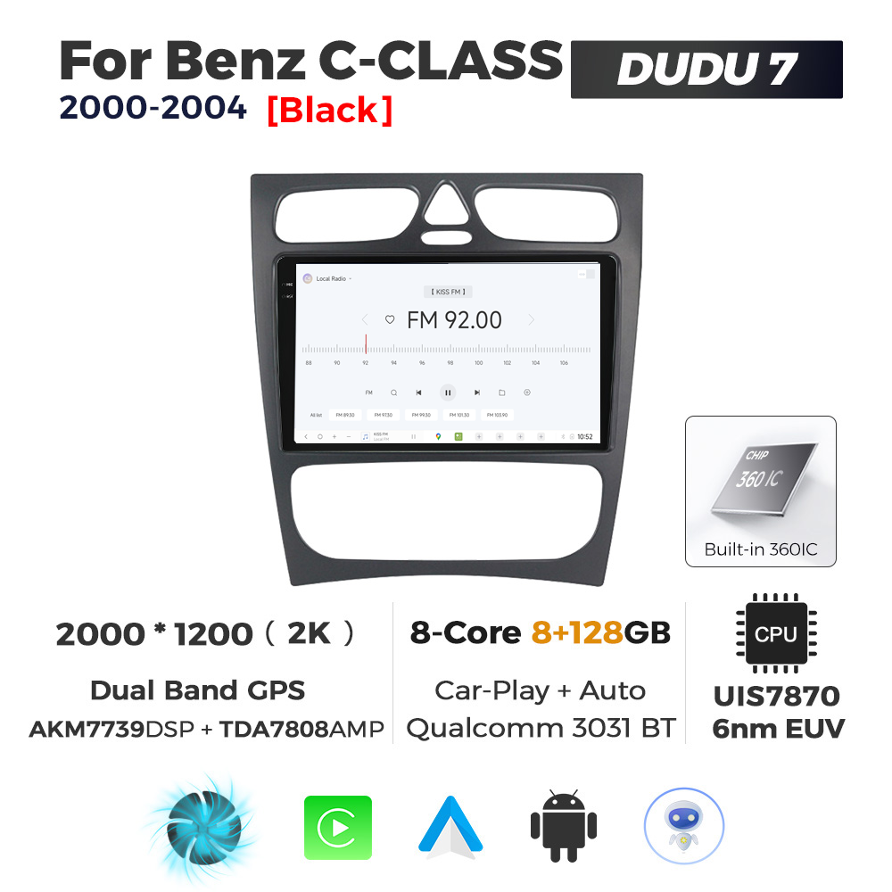 Navigatie Dedicata Benz C-Class 2000-2004 DUDU7 9" 8GB RAM, 128GB ROM, Octacore, Ecran 2K, CarPlay&AndroidAuto, Android - imagine 3