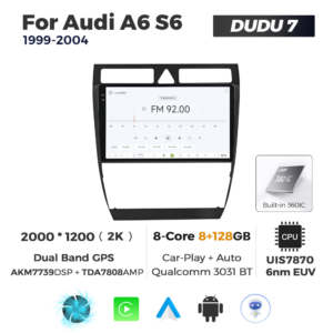 Navigatie Dedicata Audi A6 S6 1999-2004 DUDU7 9" 8GB RAM, 128GB ROM, Octacore, Ecran 2K, CarPlay&AndroidAuto, Android - imagine 3
