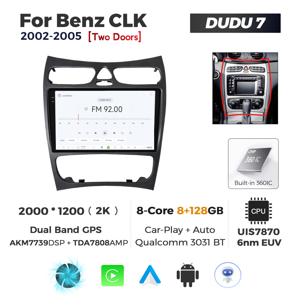 Navigatie Dedicata Benz CLK 2002-2005 DUDU7 9" 8GB RAM, 128GB ROM, Octacore, Ecran 2K, CarPlay&AndroidAuto, Android - imagine 3