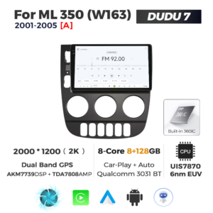 Navigatie Dedicata Benz ML 350 (W163) 2001-2005 DUDU7 9" 8GB RAM, 128GB ROM, Octacore, Ecran 2K, CarPlay&AndroidAuto, Android - imagine 3