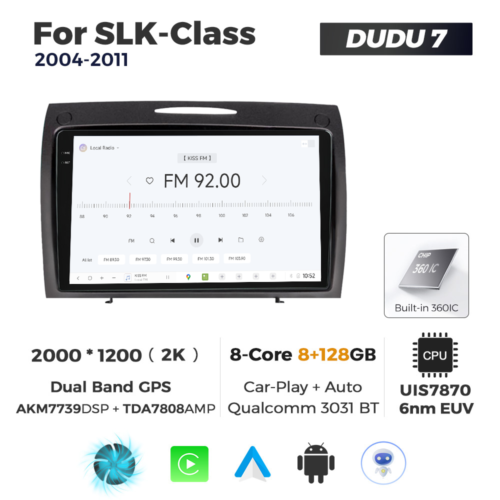 Navigatie Dedicata Benz SLK-Class 2004-2011 DUDU7 9" 8GB RAM, 128GB ROM, Octacore, Ecran 2K, CarPlay&AndroidAuto, Android - imagine 3