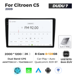 Navigatie Dedicata Citroen C5 DUDU7 9" 8GB RAM, 128GB ROM, Octacore, Ecran 2K, CarPlay&AndroidAuto, Android - imagine 3