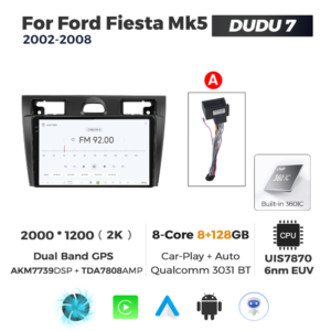 Navigatie Dedicata Ford Fiesta MK5 2002-2008 DUDU7 9" 8GB RAM, 128GB ROM, Octacore, Ecran 2K, CarPlay&AndroidAuto, Android - imagine 3