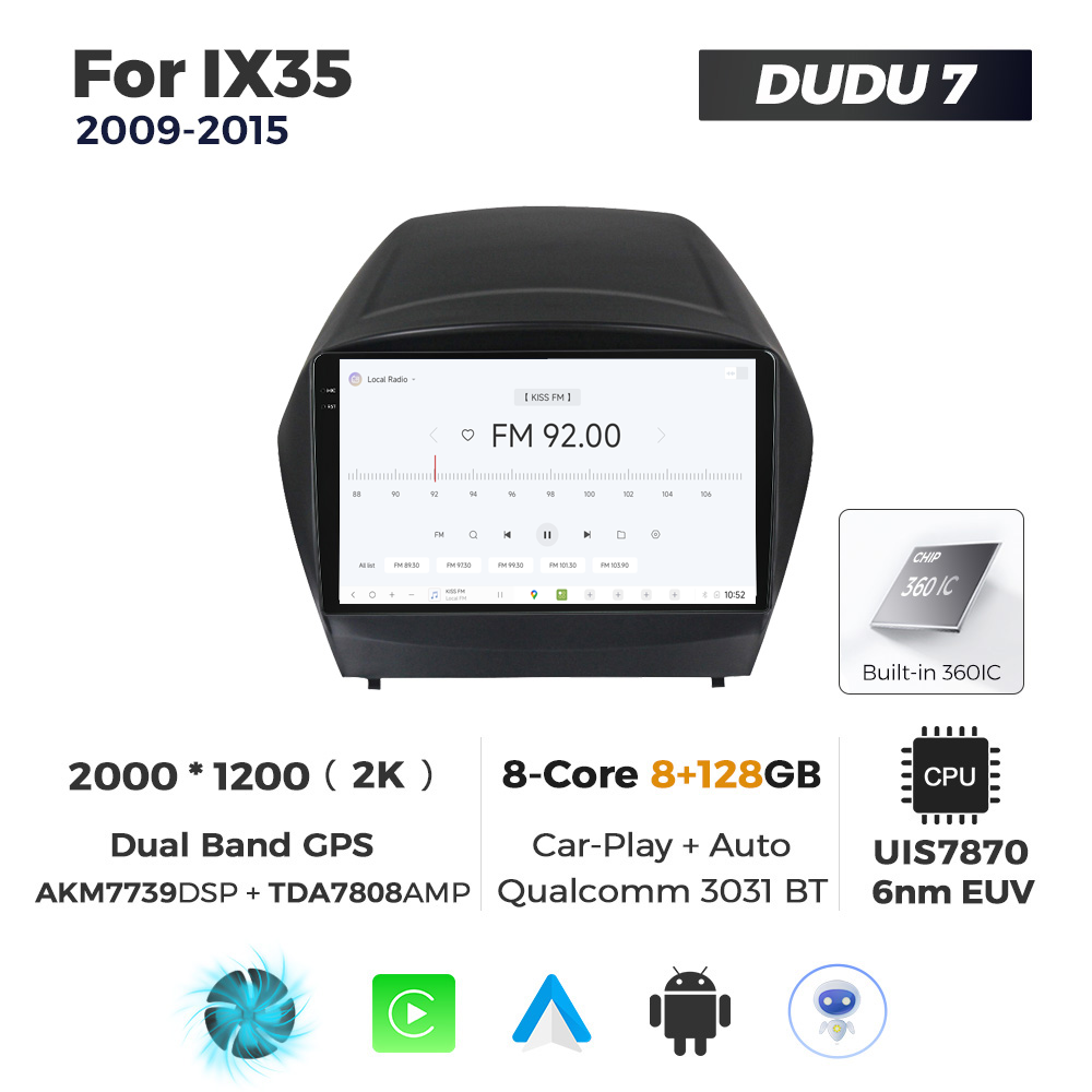 Navigatie Dedicata Hyundai IX35 2009-2015 DUDU7 9" 8GB RAM, 128GB ROM, Octacore, Ecran 2K, CarPlay&AndroidAuto, Android - imagine 3