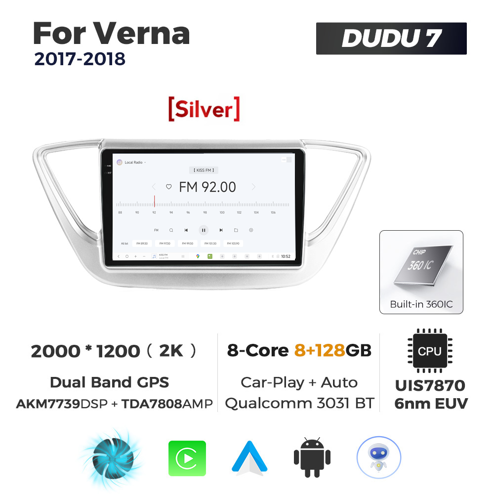 Navigatie Dedicata Hyundai Verna 2017-2018 DUDU7 9" 8GB RAM, 128GB ROM, Octacore, Ecran 2K, CarPlay&AndroidAuto, Android - imagine 3