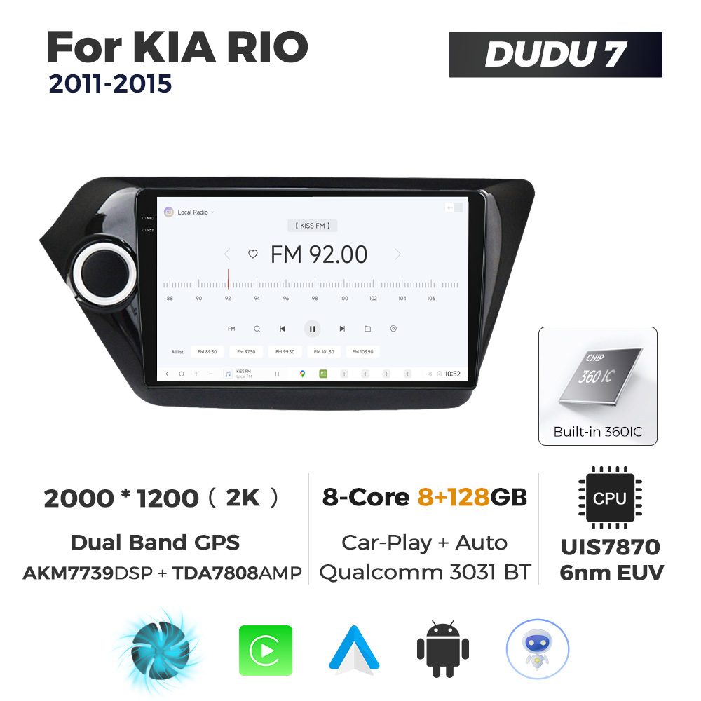 Navigatie Dedicata Kia Rio 2011-2015 DUDU7 9" 8GB RAM, 128GB ROM, Octacore, Ecran 2K, CarPlay&AndroidAuto, Android - imagine 3