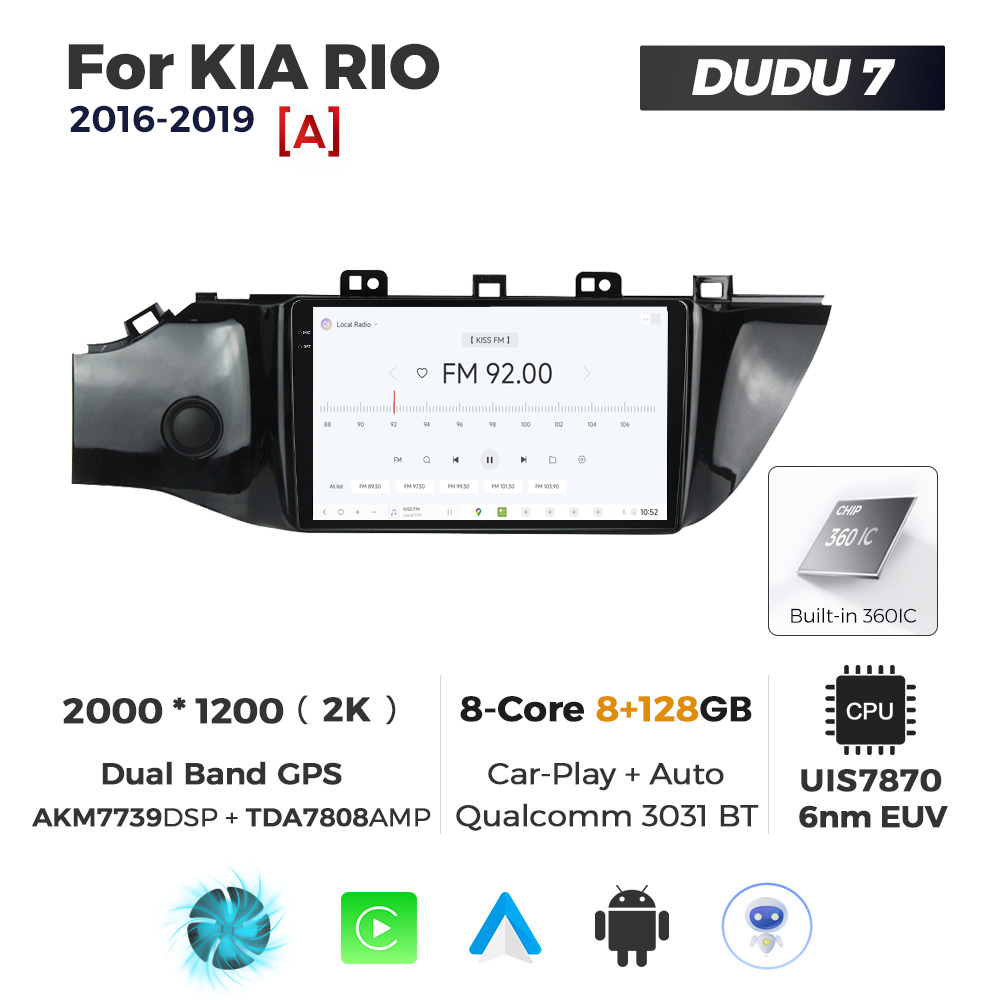 Navigatie Dedicata Kia Rio 2016-2019 DUDU7 9" 8GB RAM, 128GB ROM, Octacore, Ecran 2K, CarPlay&AndroidAuto, Android - imagine 3