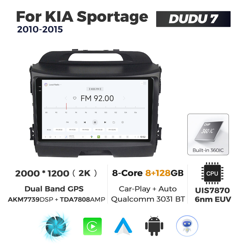 Navigatie Dedicata Kia Sportage 2010-2015 DUDU7 9" 8GB RAM, 128GB ROM, Octacore, Ecran 2K, CarPlay&AndroidAuto, Android - imagine 3