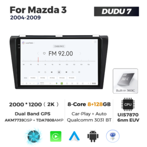 Navigatie Dedicata Mazda 3 2004-2009 DUDU7 9" 8GB RAM, 128GB ROM, Octacore, Ecran 2K, CarPlay&AndroidAuto, Android - imagine 3