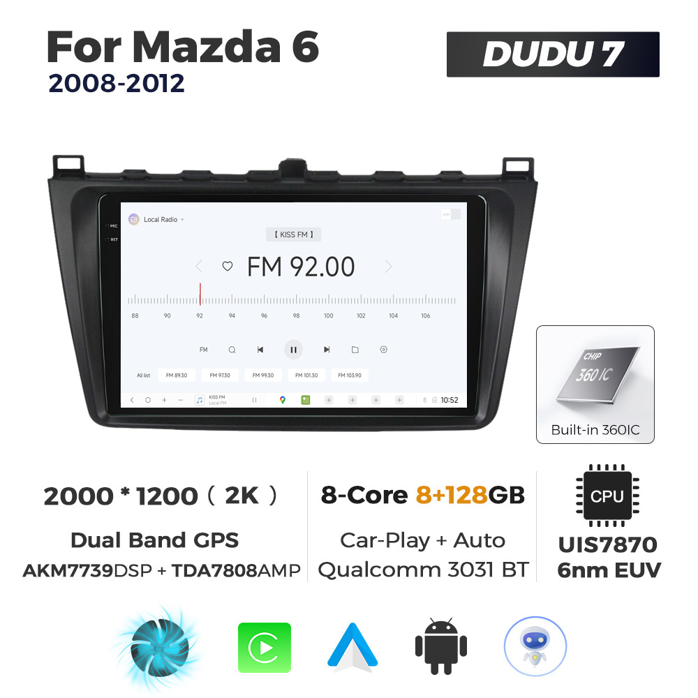 Navigatie Dedicata Mazda 6 2008-2012 DUDU7 9" 8GB RAM, 128GB ROM, Octacore, Ecran 2K, CarPlay&AndroidAuto, Android - imagine 3