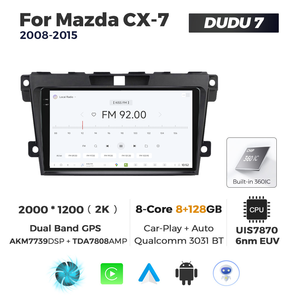 Navigatie Dedicata Mazda CX-7 2008-2015 DUDU7 9" 8GB RAM, 128GB ROM, Octacore, Ecran 2K, CarPlay&AndroidAuto, Android - imagine 3