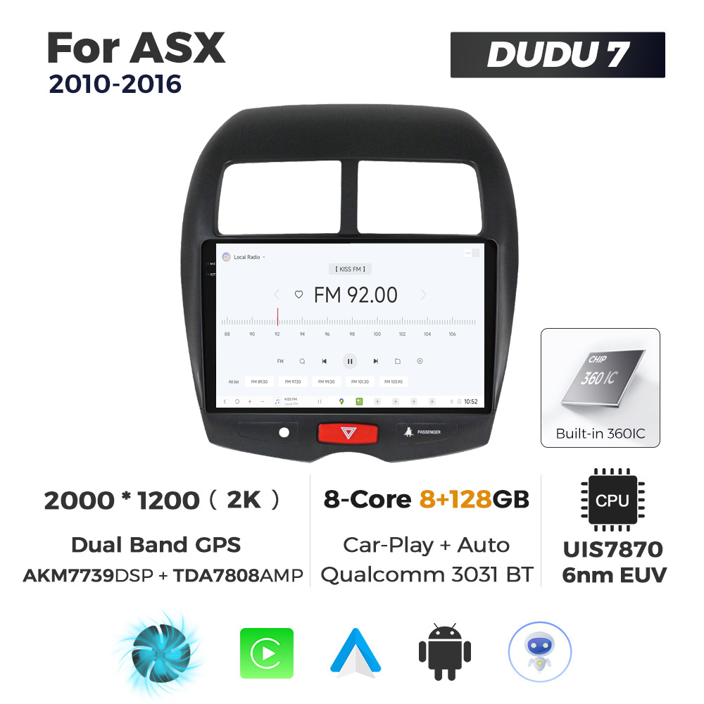 Navigatie Dedicata Mitsubishi ASX 2010-2016 DUDU7 9" 8GB RAM, 128GB ROM, Octacore, Ecran 2K, CarPlay&AndroidAuto, Android - imagine 3