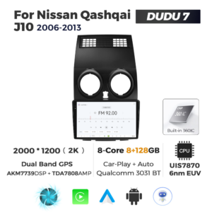 Navigatie Dedicata Nissan Qashqai J10 2006-2013 DUDU7 9" 8GB RAM, 128GB ROM, Octacore, Ecran 2K, CarPlay&AndroidAuto, Android - imagine 3