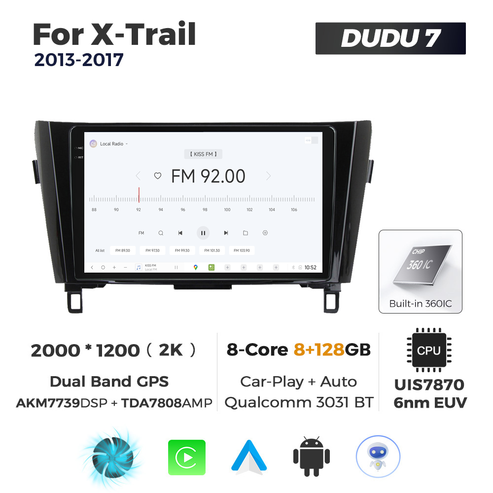 Navigatie Dedicata Nissan X-Trail 2013-2017 DUDU7 9" 8GB RAM, 128GB ROM, Octacore, Ecran 2K, CarPlay&AndroidAuto, Android - imagine 3