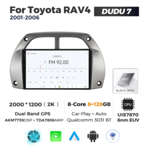 Navigatie Dedicata Toyota RAV4 2001-2006 DUDU7 9" 8GB RAM, 128GB ROM, Octacore, Ecran 2K, CarPlay&AndroidAuto, Android - imagine 3
