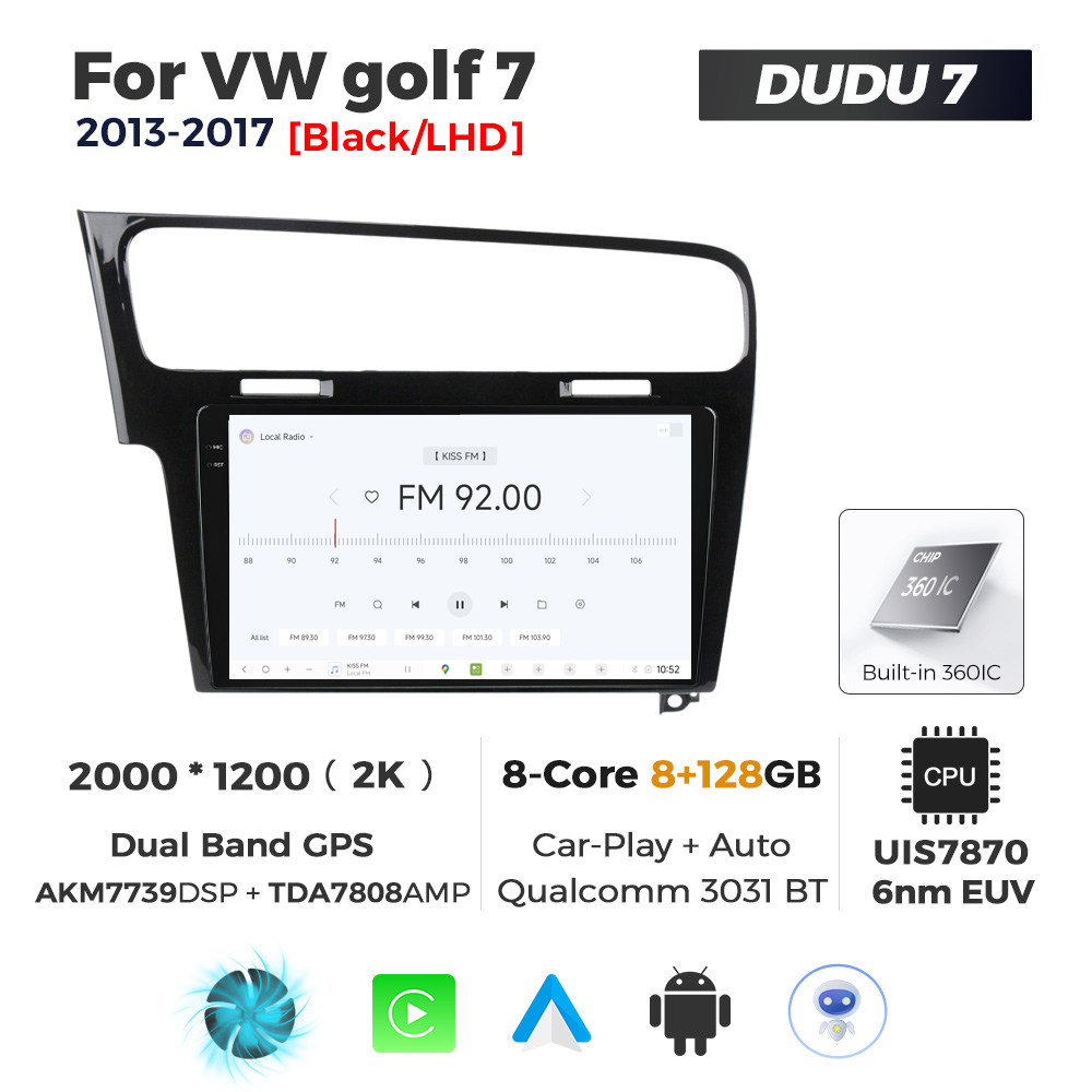 Navigatie Dedicata Volkswagen Golf 7 Negru 2013-2017 DUDU7 9" 8GB RAM, 128GB ROM, Octacore, Ecran 2K, CarPlay&AndroidAuto, Android - imagine 3