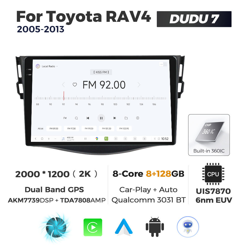 Navigatie Dedicata Toyota RAV4 2005-2013 DUDU7 9" 8GB RAM, 128GB ROM, Octacore, Ecran 2K, CarPlay&AndroidAuto, Android - imagine 3