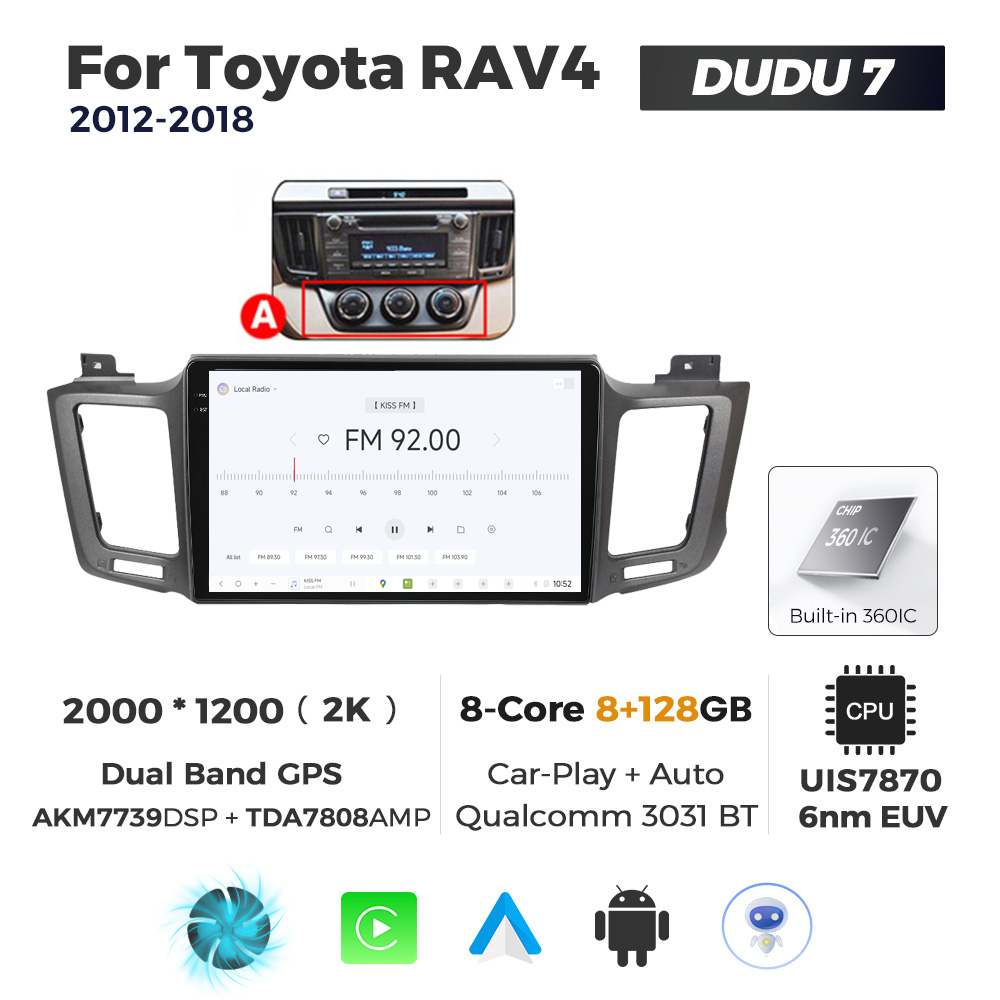 Navigatie Dedicata Toyota RAV4 2012-2018 DUDU7 9" 8GB RAM, 128GB ROM, Octacore, Ecran 2K, CarPlay&AndroidAuto, Android - imagine 3