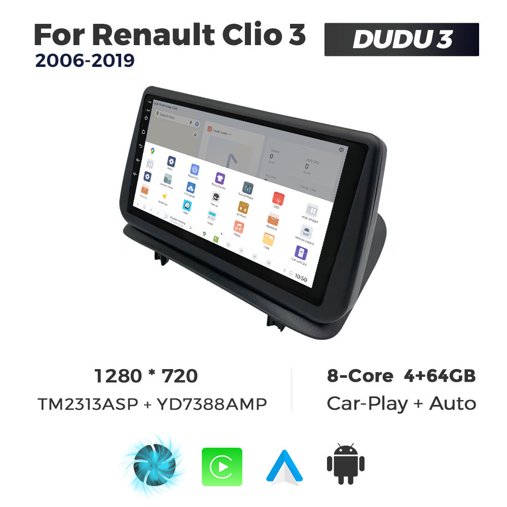Navigatie Dedicata Renault Clio 3 2006-2019 DUDU3 9" 4GB RAM, 64GB ROM, Octacore, Ecran HD, CarPlay&AndroidAuto, Android - imagine 4