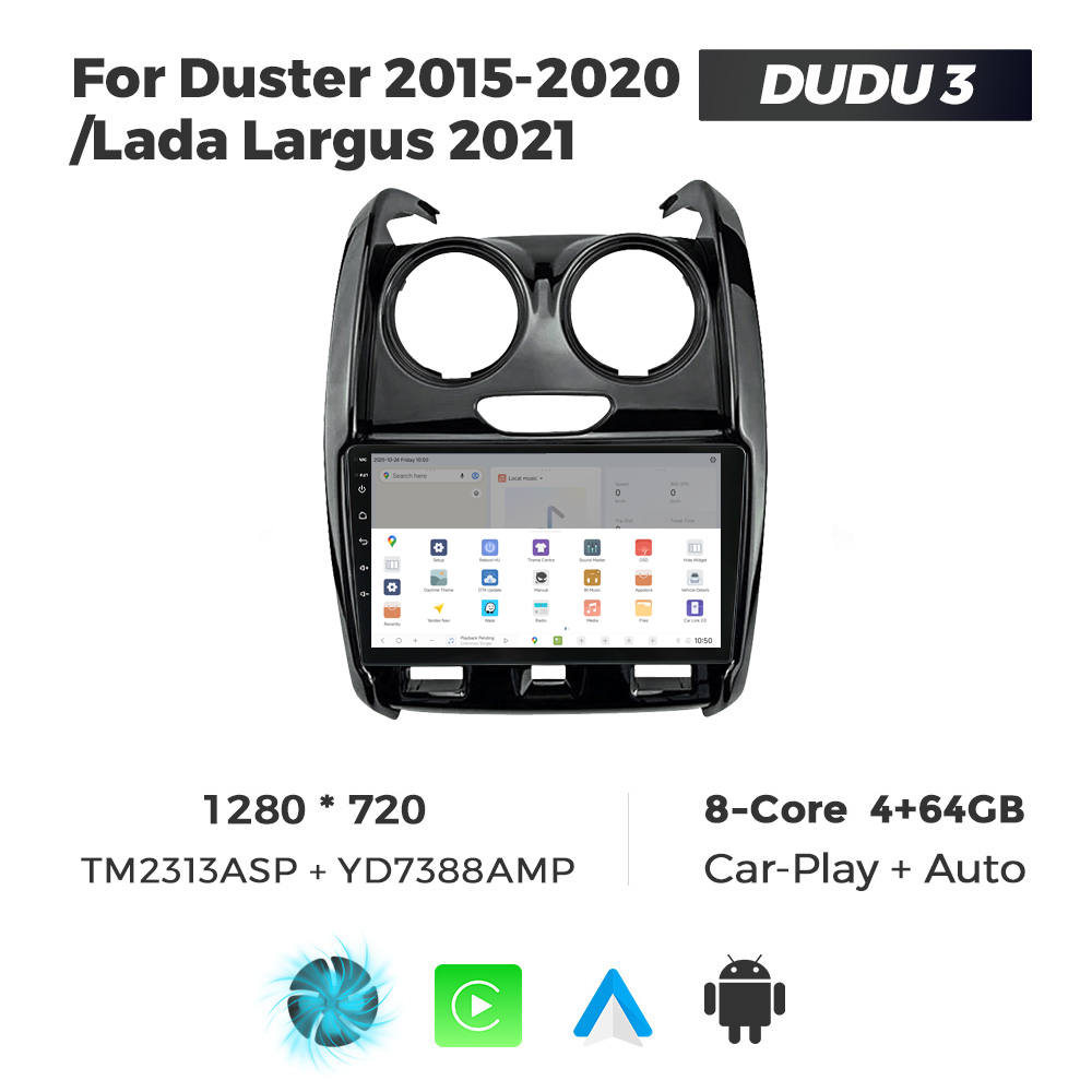 Navigatie Dedicata Renault Duster 2015-2020 DUDU3 9" 4GB RAM, 64GB ROM, Octacore, Ecran HD, CarPlay&AndroidAuto, Android - imagine 4
