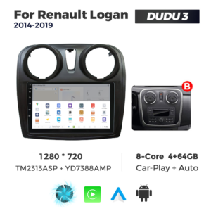 Navigatie Dedicata Renault Logan 2014-2019 Fante Rotunde DUDU3 9" 4GB RAM, 64GB ROM, Octacore, Ecran HD, CarPlay&AndroidAuto, Android - imagine 4