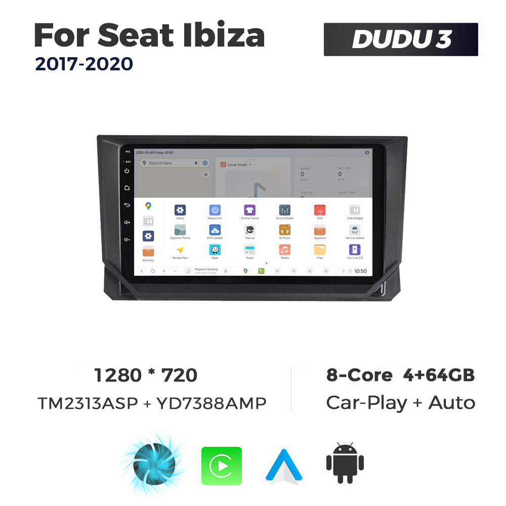 Navigatie Dedicata Seat Ibiza 2017-2020 DUDU3 9" 4GB RAM, 64GB ROM, Octacore, Ecran HD, CarPlay&AndroidAuto, Android - imagine 4